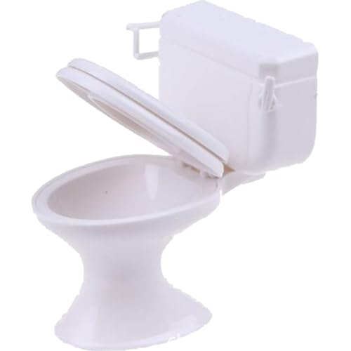 Baby Pown Toilette 2pcs 1:12 weiße Puppenhaus Toilette Dollhouse Badezimmer Möbel Mini Toilette Spielzeugkuchen Topper von Csafyrt