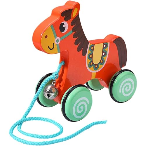 Baby Pull Toy Holz Pull Toy mit Bell & Rutschrad Interaktives Entenspielzeug für 1-3-Jährige entwickelt Mobilitätsbalance und Handaugenkoordinationsfähigkeiten braun von Csafyrt