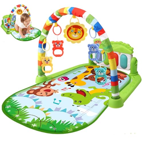 Csafyrt Babyaktivitätszentrum mit Musiklicht Leichter sichere abnehmbare lustige Babyspielmatte mit rasselanpendierbarem Brett ohne Batteriegrün von Csafyrt