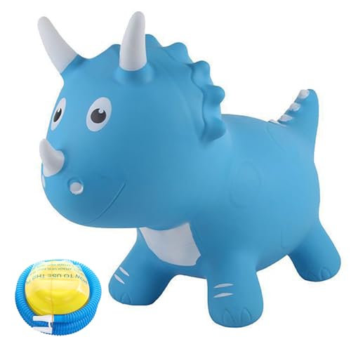 Bouncy Horse für Kleinkinder entzückende süße PVC springen stabiles aufblasbares Pferd mit Pumpen 200 kg Gewichtskapazität weicher Blauer Dinosaurier für Jungen, Mädchen Geschenk von Csafyrt