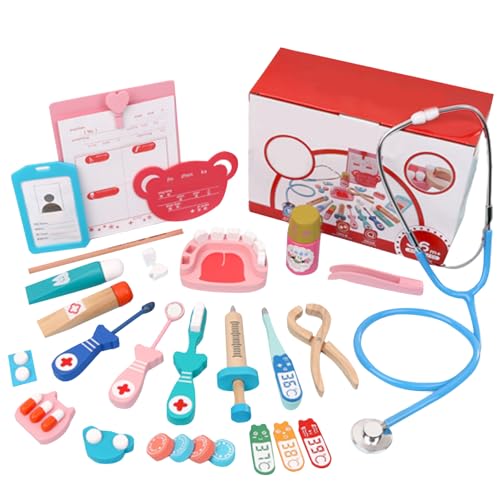 Csafyrt Doctor Kit für Kinder 3+ Holz,so tun Sie Doktor Kit Bildungskinder Ärzte Spielen tragbare Kleinkind -Doktor -Spielset. von Csafyrt