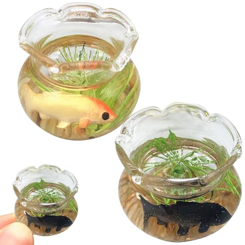 Csafyrt Dollhouse Fish Tank 2 Set 1:12 Simulation Simulation Miniatur Fischschale Spielzeugpuppenhausdekor für Wohnzimmerzubehör, Runde Csafyrt Dollhouse Fish Tank 2 Set 1:12 Simulation Simulation Miniatur Fischschale Spielzeugpuppenhausdekor für Wohnzimmerzubehör, Runde von Csafyrt