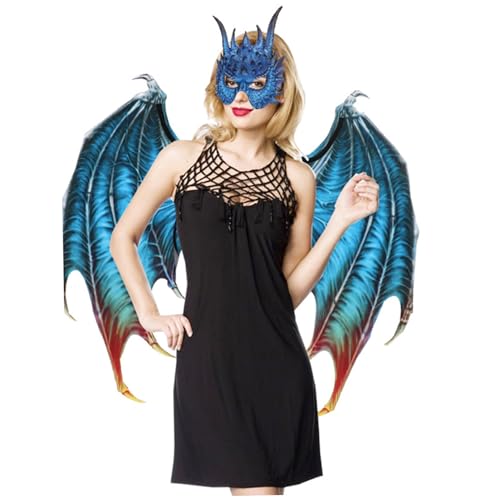 Csafyrt Dragon Kostüm Drachenmaske mit Horn- und Flügel -Set PU Foam Halloween Kostüme Unisex One Size Halloween Dragon Cosplay Set Csafyrt Dragon Kostüm Drachenmaske mit Horn- und Flügel -Set PU Foam Halloween Kostüme Unisex One Size Halloween Dragon Cosplay Set von Csafyrt