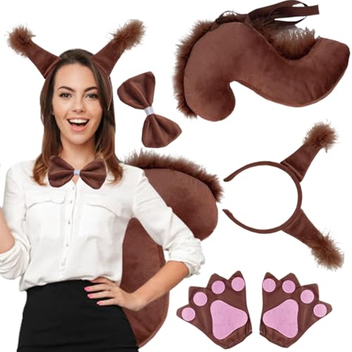 Csafyrt Eichhörnchenkostüm beinhaltet therian Ohren Stirnband Therian Pfoten süßer Bowtie & Therianer Schwanz mit elastischen Riemen weiche Ohren und Schwanzkaffee Csafyrt Eichhörnchenkostüm beinhaltet therian Ohren Stirnband Therian Pfoten süßer Bowtie & Therianer Schwanz mit elastischen Riemen weiche Ohren und Schwanzkaffee von Csafyrt