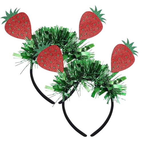 Csafyrt Erdbeer -Stirnband für Frauen und Mädchen, 8, 7 x 9, 5 Zoll entzückend Obststirnband mit 2 Erdbeerdekor, leichte dekorative Haarzubehör für hawaiianische Party, Cosplay von Csafyrt