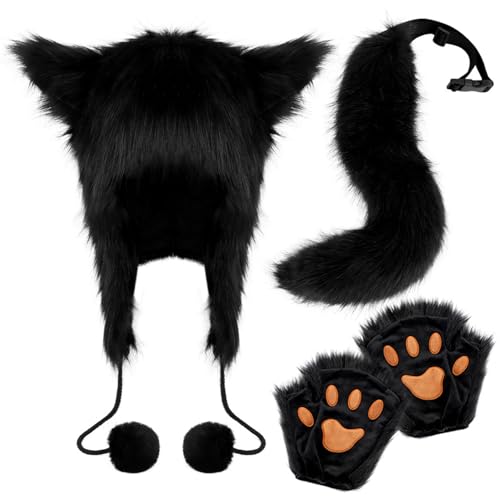 Csafyrt Fox Kostüm realistisch niedliche pelzige Kostüm beinhaltet Hut Fox Tail & Handschuhe Wärme flauschige schwarze Halloween -Kostüme für Cosplay -Kleiderparty Csafyrt Fox Kostüm realistisch niedliche pelzige Kostüm beinhaltet Hut Fox Tail & Handschuhe Wärme flauschige schwarze Halloween -Kostüme für Cosplay -Kleiderparty von Csafyrt