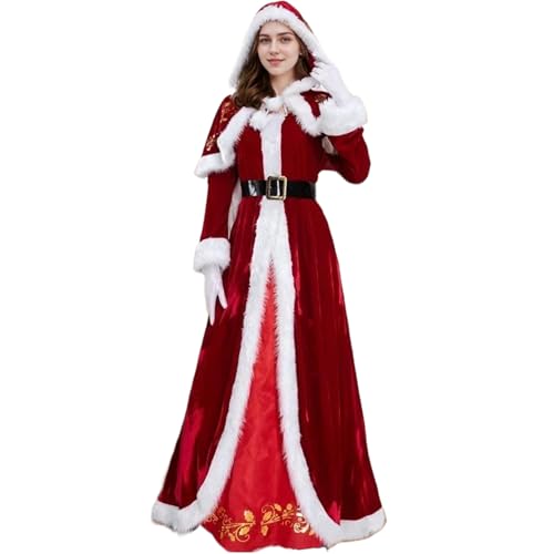 Csafyrt Frau Claus Kostüm erwachsene Frauen, 4pcs/Set Frau Claus Kleid mit rotem Kapuzenkap, Belt & Handschuhen, Santa -Kostüm für Weihnachten, Cosplay, Geburtstag, Schulshow, 2xl Csafyrt Frau Claus Kostüm erwachsene Frauen, 4pcs/Set Frau Claus Kleid mit rotem Kapuzenkap, Belt & Handschuhen, Santa -Kostüm für Weihnachten, Cosplay, Geburtstag, Schulshow, 2xl von Csafyrt