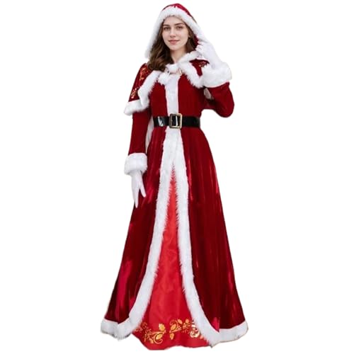 Csafyrt Frau Claus Kostüm erwachsene Frauen, 4pcs/Set Frau Claus Kleid mit rotem Kapuzenumhang, Belt & Handschuhen, Santa -Kostüm für Weihnachten, Cosplay, Geburtstag, Schulshow, L. Csafyrt Frau Claus Kostüm erwachsene Frauen, 4pcs/Set Frau Claus Kleid mit rotem Kapuzenumhang, Belt & Handschuhen, Santa -Kostüm für Weihnachten, Cosplay, Geburtstag, Schulshow, L. von Csafyrt