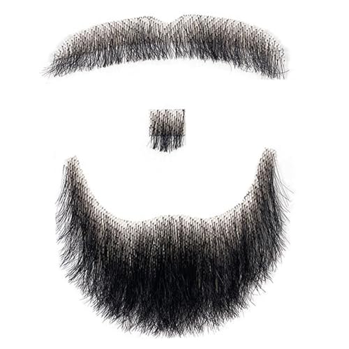Csafyrt Gefälschter Bart menschliches Haar Realistischer Bart Fake Schnurrbart unsichtbarer Gesichtsbehaarungskostüm Spitze für Männer, die Halloween Cosplay Kostümparty, Style 2 von Csafyrt