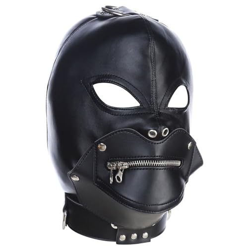 Csafyrt Gimp Mask Wicked Demon PU Ledermaske mit Plüschfutter verstellbarer Rückenkrawatte, abnehmbar von Csafyrt
