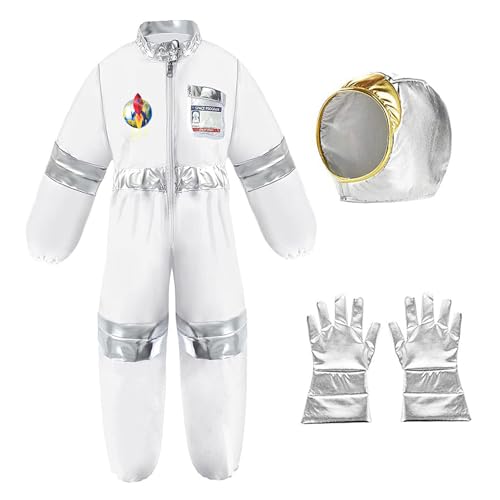 Csafyrt Halloween -Kostüme weiße Polyester -Raumkostüm mit Handschuhen und Helm -Space -Jumpsuit mit Gummibändern und 6 Flaggenaufkleber Halloween -Kostüme für Kinder, Jungenmädchen Dress Up, s Csafyrt Halloween -Kostüme weiße Polyester -Raumkostüm mit Handschuhen und Helm -Space -Jumpsuit mit Gummibändern und 6 Flaggenaufkleber Halloween -Kostüme für Kinder, Jungenmädchen Dress Up, s von Csafyrt