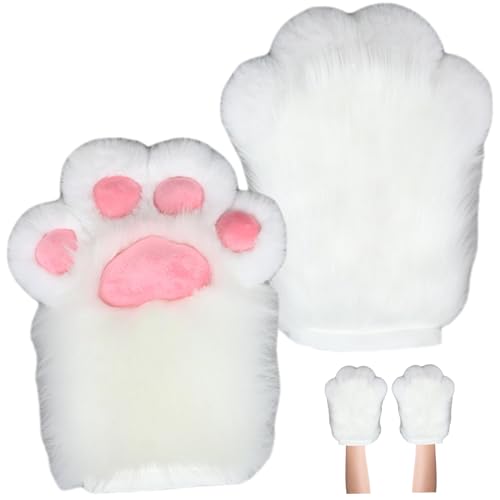 Csafyrt Halloween pelzige Pfoten 1 Paar Faux Pelze Plüsch Katze Pfoten Handschuhe Fingerlose Therian Paws süßer Fursuit für Halloween -Cosplay -Kostümzubehör, Weiß Csafyrt Halloween pelzige Pfoten 1 Paar Faux Pelze Plüsch Katze Pfoten Handschuhe Fingerlose Therian Paws süßer Fursuit für Halloween -Cosplay -Kostümzubehör, Weiß von Csafyrt