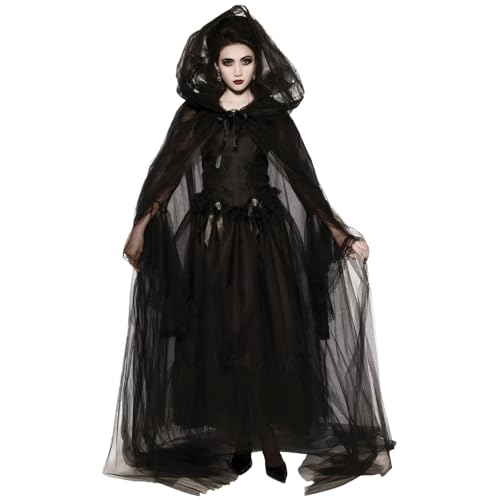 Csafyrt Hexenkostüm für Frauen 1 Set Vintage Renaissance bestickte Geisterbraut Kostüm gruseliger Schwarzgeister für Halloween Cosplay Haunted Mansion xl Csafyrt Hexenkostüm für Frauen 1 Set Vintage Renaissance bestickte Geisterbraut Kostüm gruseliger Schwarzgeister für Halloween Cosplay Haunted Mansion xl von Csafyrt