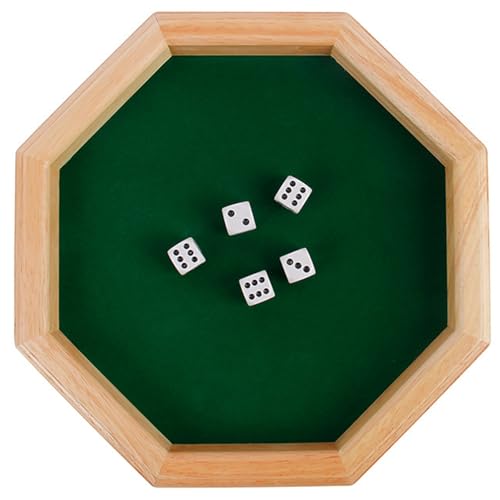 Csafyrt Hölzerne Würfel lustige achteckig geformte schwere natürliche Holzwürfel Rolling Tablett mit wasserdichtem Boden für Tischspiele von Csafyrt