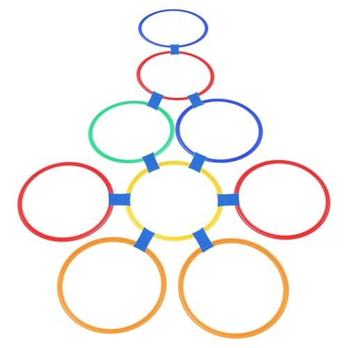 Csafyrt Hopscotch-Ringe, mehrfarbige Plastikringe, 10pcs Round Hoops mit 10 Anschlüssen für Kleinkinder Bruttomotorische Fähigkeiten, UNTERNEHMEN-UNTERSTELLUNGEN KREATIVE Set für Mädchen und Jungen von Csafyrt