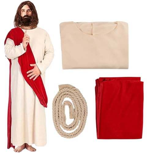 Csafyrt Jesus Kostüm, bequemes Jesus -Kostüm Erwachsene umfasst Robe, Schal und Taillenseile, biblische religiöse Halloween -Kostüme für Männer, L. Csafyrt Jesus Kostüm, bequemes Jesus -Kostüm Erwachsene umfasst Robe, Schal und Taillenseile, biblische religiöse Halloween -Kostüme für Männer, L. von Csafyrt