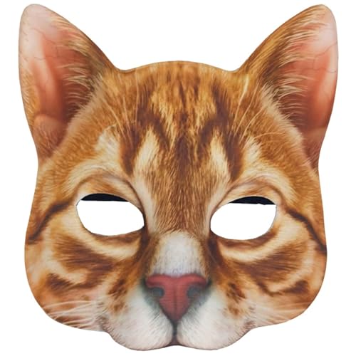 Csafyrt Katzenmaske 7.1x7.1x2,4 Zoll realistische Katzengedruckte Tiermaske mit Gummiband für Cosplay -Kostüm -Tanzparty Gefälligkeiten von Csafyrt