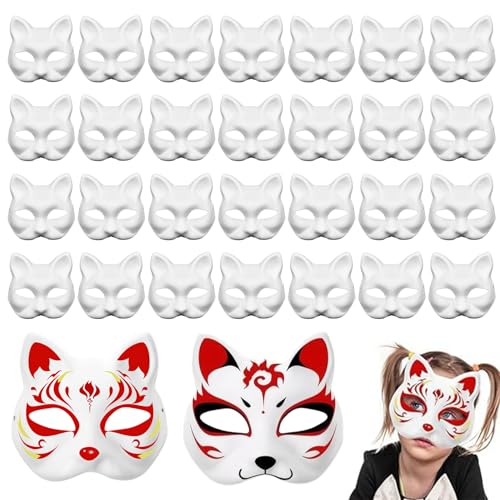Csafyrt Katzenmasken zum Malen 30pcs DIY White Cat Maske niedliche realistische Therian Maske Dekorative Halbgesicht Tier für Halloween Masquerade Cosplay Party Csafyrt Katzenmasken zum Malen 30pcs DIY White Cat Maske niedliche realistische Therian Maske Dekorative Halbgesicht Tier für Halloween Masquerade Cosplay Party von Csafyrt