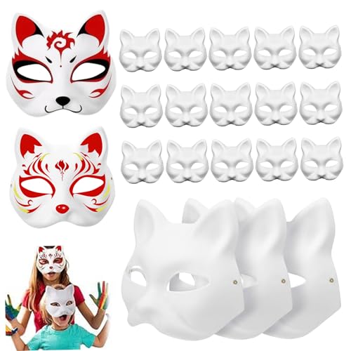 Csafyrt Katzenmasken zum Malen von 20 PCs DIY White Cat Maske niedliche realistische Therian Maske Dekorative Halbgesicht Tier für Halloween Maskerade Cosplay Party Csafyrt Katzenmasken zum Malen von 20 PCs DIY White Cat Maske niedliche realistische Therian Maske Dekorative Halbgesicht Tier für Halloween Maskerade Cosplay Party von Csafyrt