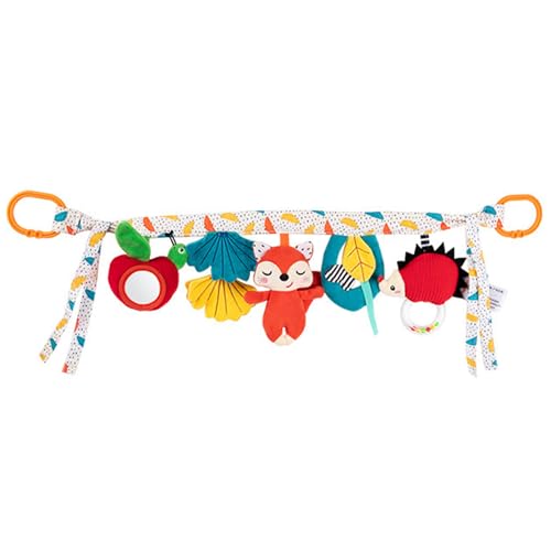 Csafyrt Krippenspielzeug hängen 24-Zoll-Autositzspielzeug mit Spiegel BB Ring Crinkle und Rasseln abnehmbare Babygefüllte Tiere mit C-Form Schnalle Style 1 von Csafyrt