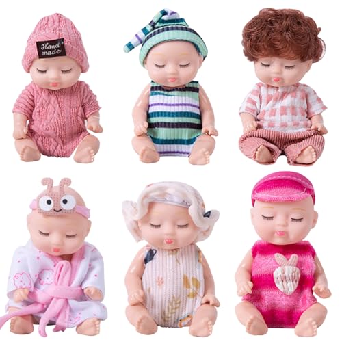 Csafyrt Mini -Babypuppen mit schläfrigem Gesicht 6 PCs süße kleine wiedergeborene Babys bewegliche Gelenke und Dressup Spiel für Mädchen Kinder Geburtstag Babyparty Weihnachtsfeier Geschenke Csafyrt Mini -Babypuppen mit schläfrigem Gesicht 6 PCs süße kleine wiedergeborene Babys bewegliche Gelenke und Dressup Spiel für Mädchen Kinder Geburtstag Babyparty Weihnachtsfeier Geschenke von Csafyrt