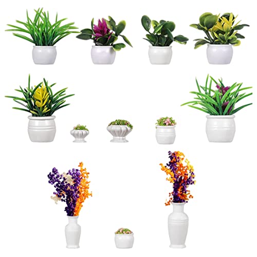 Csafyrt Miniatur -Topfpflanzen Künstliche Mini Blumenkolpe Pflanzenmodell Dollhouse Dekorationen Accessoires 12pcs von Csafyrt