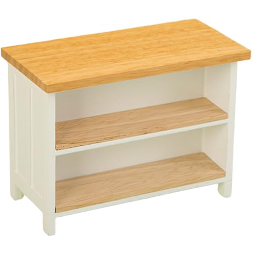 Csafyrt Miniaturpollhouse Doppelregalschreibtisch 1:12 Puppenhauszubehör Simulation Holzminiköbel für DIY Esszimmer Küche von Csafyrt