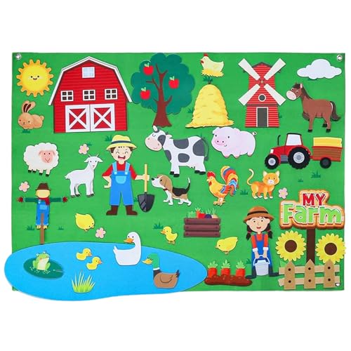 Csafyrt Nutztiere 41 x 30 Zoll Filzgeschichte Vorstand Frühes Lernen Interaktiver Wand Hanging Filzboard für Kleinkinder Familien Weihnachten Rollen Spielen Kinder von Csafyrt