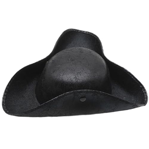 Csafyrt Piratenkostüm Männer Vintage Falten-Tricorn Piratenhut mit Schnappschüssen altmodischer Piratenkapitäne Hut für Pirate Theme Party Cosplay Carnival von Csafyrt