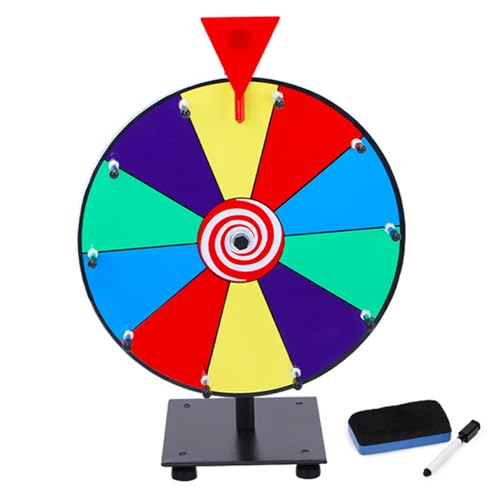 Csafyrt Preisträger, 12 Zoll 10 Slots Spinnrad mit trockenem Löschen und Stift, wiederverwendbares Preisspiel mit Höhenständer für Karneval, Messe, farbenfroh von Csafyrt