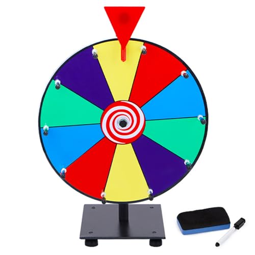 Csafyrt Preisträger 12 Zoll 10 Slots Spinnrad mit trockener Löschung und Stift wiederverwendbares Preisspiel mit Höhenverstellbares farbenfroh von Csafyrt