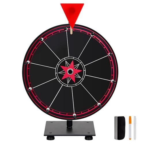 Csafyrt Preisträger 12 Zoll 10 Slots Spinnrad mit trockener Löschung und Stift wiederverwendbares Preisspiel mit Höhle Verstellbarer Ständer schwarz von Csafyrt