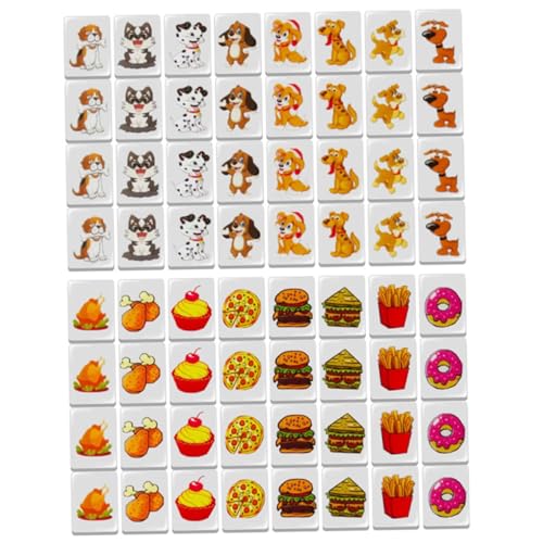 Csafyrt Push Tile Game 64 PCs Set Entzückende Hunde- und Futter Gemustert Mahjong Fliesen Set Plastik 1.2x0,9x0,6 Zoll Fliesen Push -Spiel für Kinder Erwachsene von Csafyrt