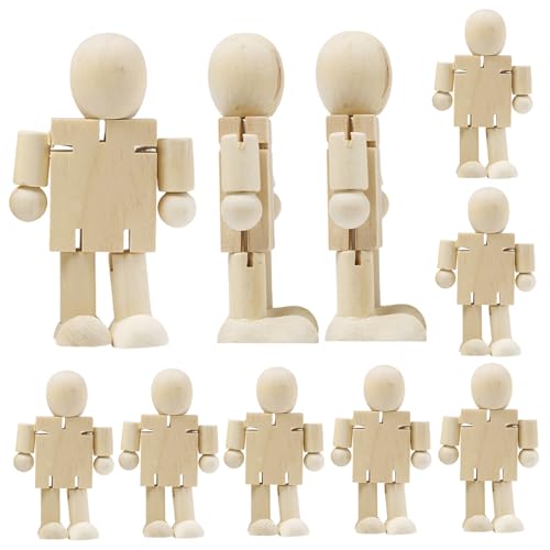 Csafyrt Roboter -Kit -Holzroboter 10pcs 4x3 Zoll poable hölzerne Figuren mit beweglichen gemeinsamen DIY -freundlichen unvollendeten Holzspielzeugen von Csafyrt