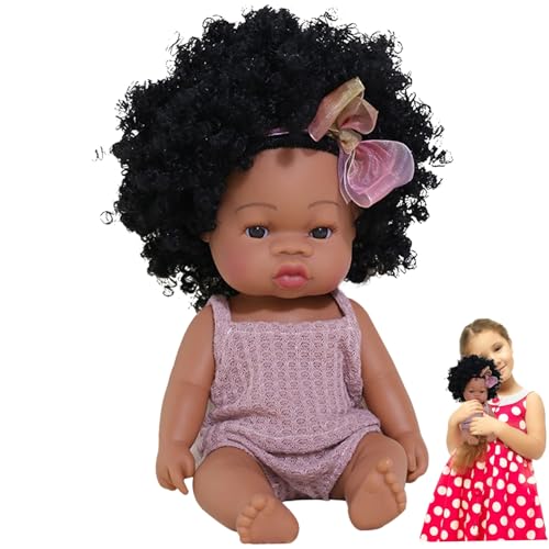 Csafyrt Schwarze Puppen, 13-Zoll-Vinyl gekleidet realistische Babypuppe mit Bowknot poable niedliche afrikanische Babypuppen für Kinder im Alter von 4 bis 6 Braun von Csafyrt