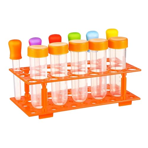 Csafyrt Science Kits 5 Plastik -Testrohre mit Kappen 6 Tropfen und Standchemie mit Skala Vorschulwissenschaft für kleine Wissenschaftler von Csafyrt