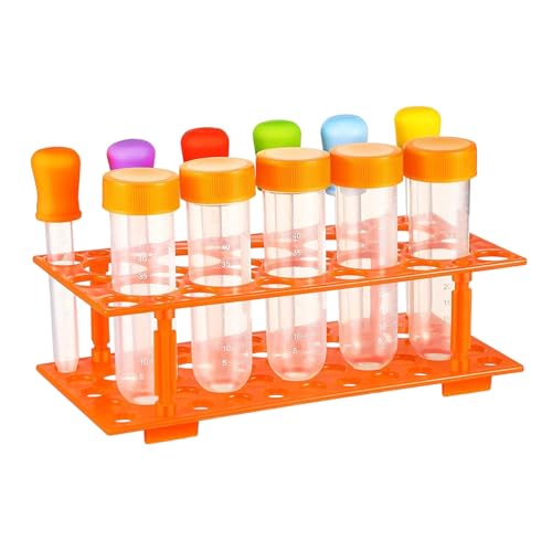 Csafyrt Science -Kits umfassen 5 Plastik -Testrohre mit Kappen, 6 Tropfen und Stand, Chemie mit Skala, Vorschulwissenschaft für kleine Wissenschaftler von Csafyrt