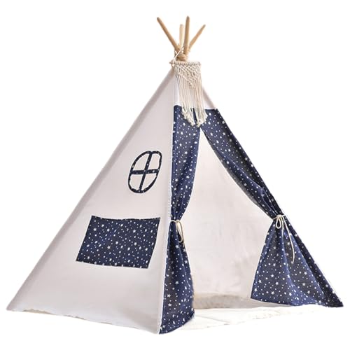 Csafyrt Teepee Zelt für Kinder Sternenmuster Kinder Spielen Zelt mit Türvorhang & Skylight 31.5 x 31,5 x 43 Zoll Baumwollwäsche Kleinkind mit Quasten für Innenräume von Csafyrt