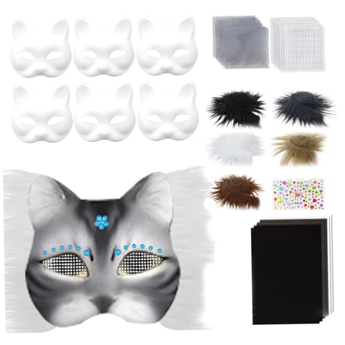 Csafyrt Therian Mask Kit realistische leere halbe Gesichtskatze Maske mit Filzstoffblech Plüscht von Csafyrt
