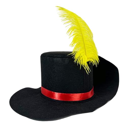 Csafyrt Top -Hut mit rotem Ribbon gefiederter Schneemann -Hut elegante Filzparty Lustige Erwachsene und Kinder Dress -up Hüte für Cosplay -Weihnachts Halloween und Bühnenperformance von Csafyrt