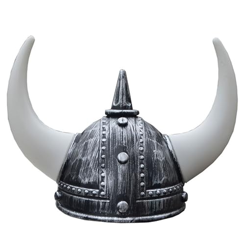 Csafyrt Viking Hut Klassiker mittelalterlicher Helm lebensechter Wikingerhelm mit Hörnern für Adult Party Hüte für Halloween, Kostümparty, Argent von Csafyrt