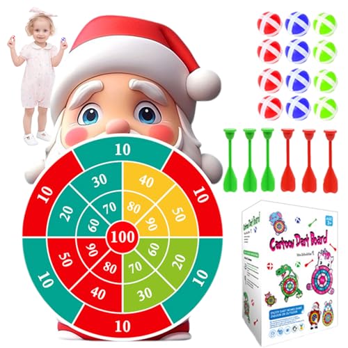 Csafyrt Weihnachtsspiele, 1 Set Funny Christmas Party Games mit 1 Santa Claus Dartboard, 16 Sticky Bälle, 6 Darts ＆ 2 Haken, Spielzeug für Kinder Weihnachtsgeburtstagsgeschenke, Stil von Csafyrt
