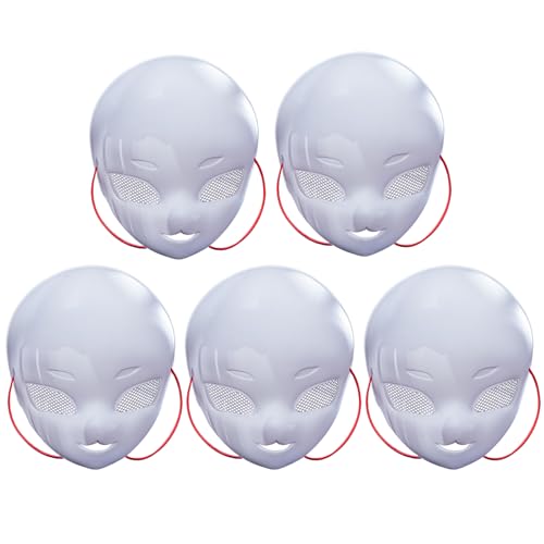 Csafyrt Weiße Maske, 5pcs Vollgesichts -Fursuit -Maske mit Mesh Big Eye, DIY zum Malen von Blank von Csafyrt