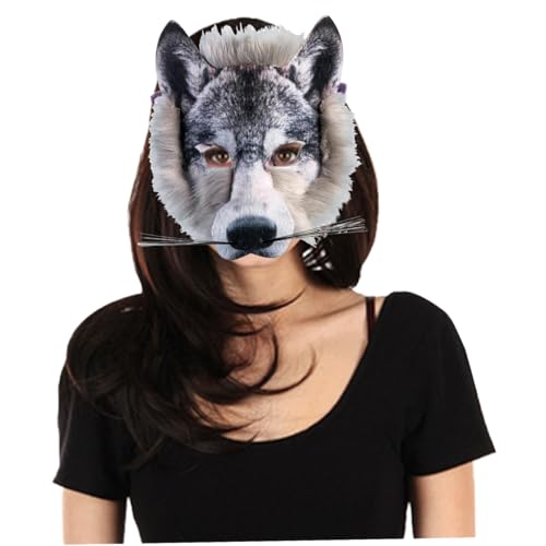 Csafyrt Wolf Maske, halbgesichtliche Tiermaske mit elastischem Riemen, pelziger Therian, 8,3x6.7x3.2 Lustiges Cosplay-Kostüm für Maskerade-Party von Csafyrt