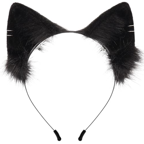 Csafyrt Wolf Ohren, niedliche Simulation Katzenohren, weiches Plüschkatze -Stirnband, Persönlichkeit Plüsch Tierkostümzubehör für Cosplay -Party, Schwarz Csafyrt Wolf Ohren, niedliche Simulation Katzenohren, weiches Plüschkatze -Stirnband, Persönlichkeit Plüsch Tierkostümzubehör für Cosplay -Party, Schwarz von Csafyrt