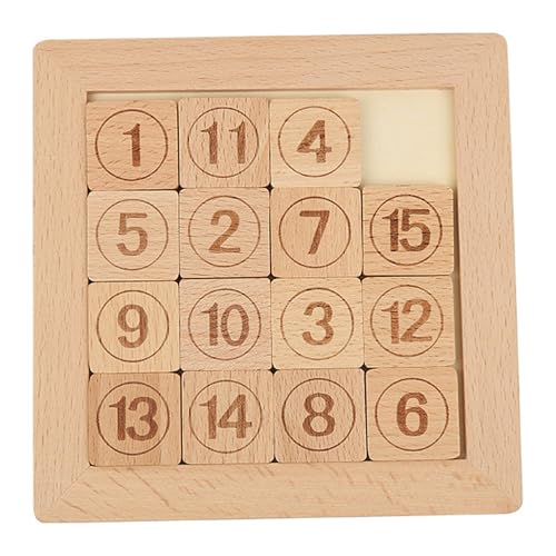 Zahl Puzzle 5.3x5,3 Zoll Holzgliedrovzle mit 15 Zahlen Bildungshirn Teaser -Folie Spiel Glattes Folie Rätsel von Csafyrt