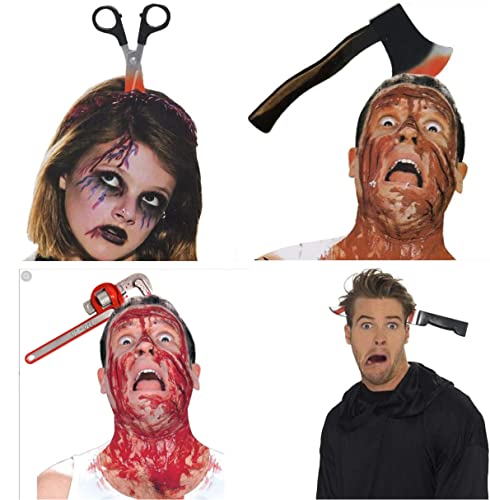 Halloween Requisiten 4 Packungen Gummi -Kunststoffschneider Axt Cleaver und Schere durch Kopf Zombiezubehör Make -up Halloween Requisiten 4 Packungen Gummi -Kunststoffschneider Axt Cleaver und Schere durch Kopf Zombiezubehör Make -up von Csafyrt