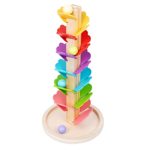 Csafyrt Holz Marmor Run Music Tree Montessori Ball Drop Toy Educational Ball Run Lernspiel Farbsortierspielzeug für 48 Jungen und Mädchen Geburtstag von Csafyrt