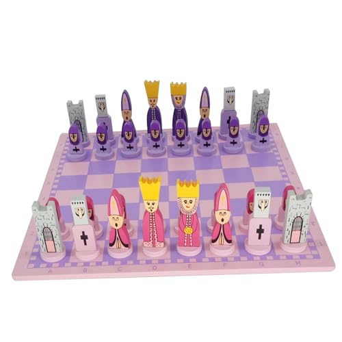 Holzschach -Set, Cartoon -Reiseschach -Set, einzigartiges Brett, Brettspiel, süße Stücke für Kinder von Csafyrt