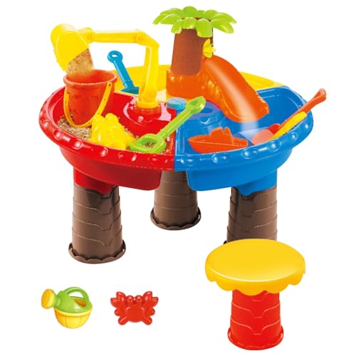 Csafyrt Kleinkind Wassertabelle Sand Tabelle 4-in-1 Sand- und Wasserspiel Kinder 17.7X.13.8 '' mit Spielzubehör Sandbox für Outdoor-Aktivität Runde Form von Csafyrt